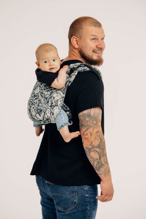 Nosidło Klamrowe Onbuhimo PRO z tkaniny żakardowej (100% bawełna), rozmiar Toddler - CLOCKWORK - FIX IT