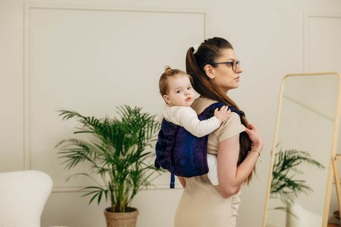 Nosidło Klamrowe Onbuhimo PRO z tkaniny żakardowej (100% bawełna), rozmiar Toddler - DZIKIE WINO - BOUQUET