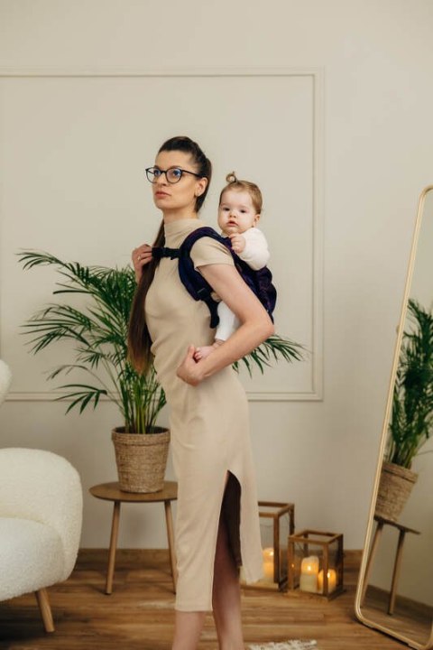 Nosidło Klamrowe Onbuhimo PRO z tkaniny żakardowej (100% bawełna), rozmiar Toddler - DZIKIE WINO - BOUQUET