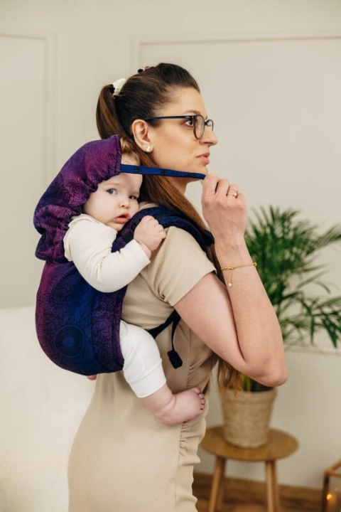 Nosidło Klamrowe Onbuhimo PRO z tkaniny żakardowej (100% bawełna), rozmiar Toddler - DZIKIE WINO - BOUQUET