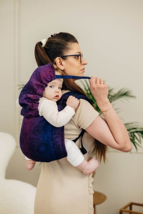 Nosidło Klamrowe Onbuhimo PRO z tkaniny żakardowej (100% bawełna), rozmiar Toddler - DZIKIE WINO - BOUQUET