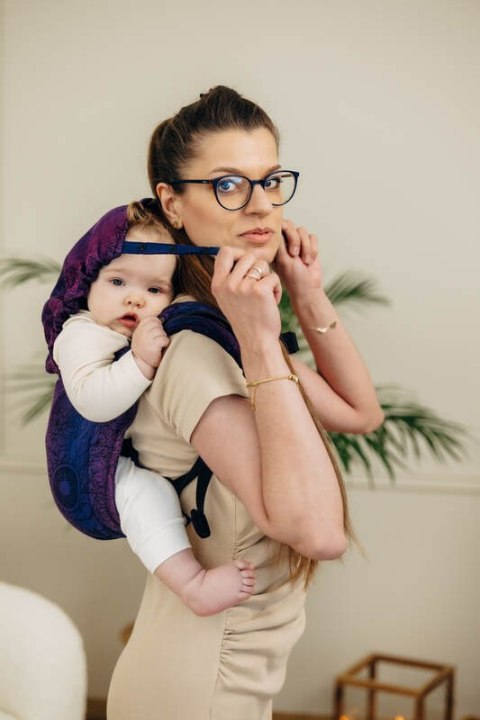 Nosidło Klamrowe Onbuhimo PRO z tkaniny żakardowej (100% bawełna), rozmiar Toddler - DZIKIE WINO - BOUQUET