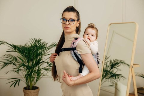 Nosidło Klamrowe Onbuhimo PRO z tkaniny żakardowej (100% bawełna), rozmiar Toddler - DZIKIE WINO - VINEYARD