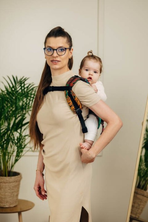 Nosidło Klamrowe Onbuhimo PRO z tkaniny żakardowej (100% bawełna), rozmiar Toddler - RAINFOREST - DIVERSE