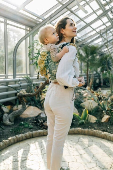 Nosidło Klamrowe Onbuhimo PRO z tkaniny żakardowej (100% bawełna), rozmiar Toddler - RAINFOREST - SELVA