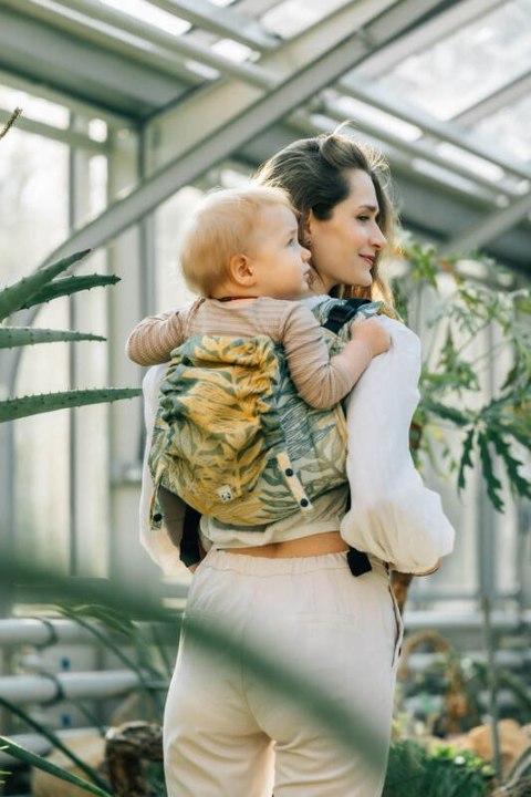 Nosidło Klamrowe Onbuhimo PRO z tkaniny żakardowej (100% bawełna), rozmiar Toddler - RAINFOREST - SELVA