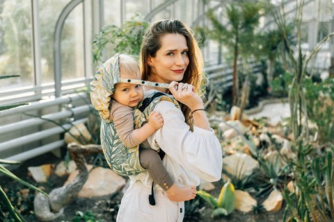 Nosidło Klamrowe Onbuhimo PRO z tkaniny żakardowej (100% bawełna), rozmiar Toddler - RAINFOREST - SELVA