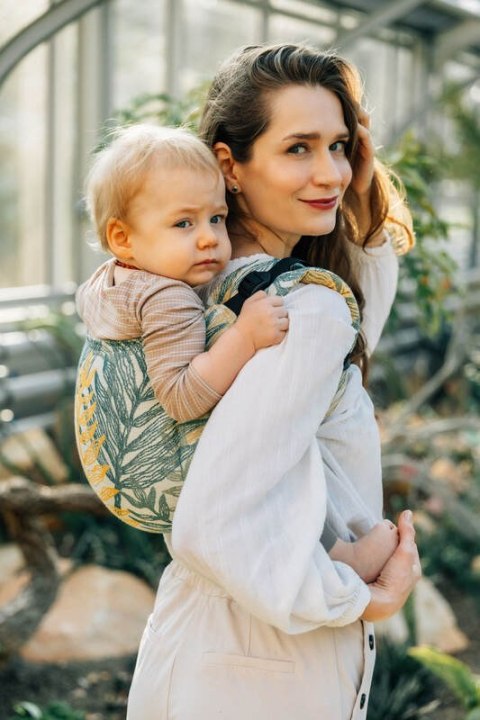 Nosidło Klamrowe Onbuhimo PRO z tkaniny żakardowej (100% bawełna), rozmiar Toddler - RAINFOREST - SELVA