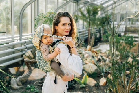 Nosidło Klamrowe Onbuhimo PRO z tkaniny żakardowej (100% bawełna), rozmiar Toddler - RAINFOREST - SELVA