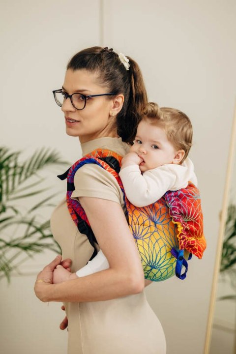 Nosidło Klamrowe Onbuhimo PRO z tkaniny żakardowej (100% bawełna), rozmiar Toddler - TĘCZOWY LOTOS