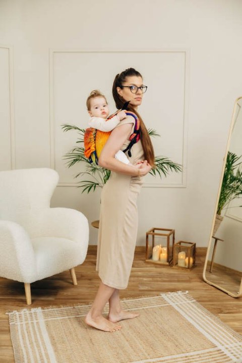 Nosidło Klamrowe Onbuhimo PRO z tkaniny żakardowej (100% bawełna), rozmiar Toddler - TĘCZOWY LOTOS