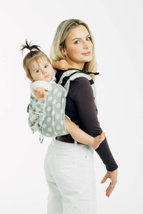 Nosidło Klamrowe Onbuhimo PRO z tkaniny żakardowej (100% bawełna), rozmiar toddler - POLKA DOTS - PLOP