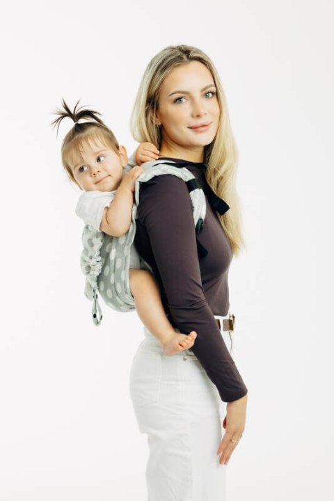 Nosidło Klamrowe Onbuhimo PRO z tkaniny żakardowej (100% bawełna), rozmiar toddler - POLKA DOTS - PLOP