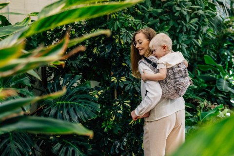 Nosidło Klamrowe Onbuhimo PRO z tkaniny żakardowej (100% wiskoza bambusowa), rozmiar Standard - WOLNY DUCH - GAJUSZ