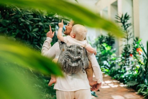 Nosidło Klamrowe Onbuhimo PRO z tkaniny żakardowej (63% Bawełna, 37% Jedwab), rozmiar standard - SZKICE NATURY - EPIC