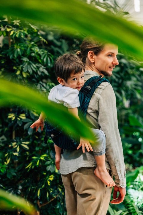 Nosidło Klamrowe Onbuhimo PRO z tkaniny żakardowej (63% bawełna, 37% wełna merino), rozmiar Standard - ZEBRA - SAVANNA