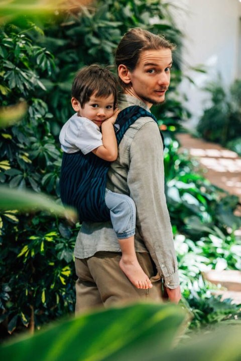 Nosidło Klamrowe Onbuhimo PRO z tkaniny żakardowej (63% bawełna, 37% wełna merino), rozmiar Standard - ZEBRA - SAVANNA