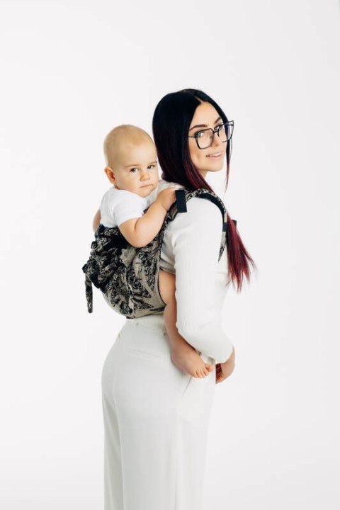 Nosidło Klamrowe Onbuhimo PRO z tkaniny żakardowej (65% Bawełna 35% Jedwab), rozmiar Standard - KRÓLOWA NOCY - PAMINA