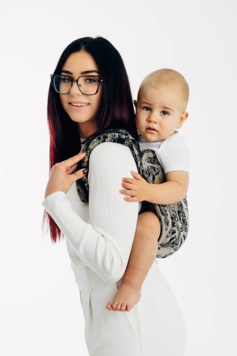 Nosidło Klamrowe Onbuhimo PRO z tkaniny żakardowej (65% Bawełna 35% Jedwab), rozmiar Toddler - KRÓLOWA NOCY - PAMINA