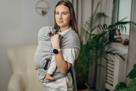 Moje Pierwsze Nosidełko LennyHybrid Half Buckle, splot jodełkowy, 100% bawełna , rozmiar standard - MAŁA JODEŁKA SZARA