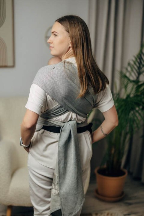Moje Pierwsze Nosidełko LennyHybrid Half Buckle, splot jodełkowy, 100% bawełna , rozmiar standard - MAŁA JODEŁKA SZARA