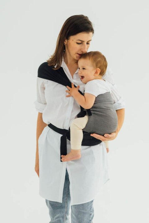 Nosidełko LennyHip (1/2 Nosidełka LennyTwin), splot jodełkowy, 100% bawełna , rozmiar standard - MAŁA JODEŁKA OMBRE SZARY