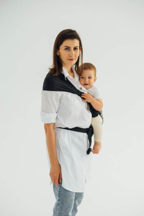 Nosidełko LennyHip (1/2 Nosidełka LennyTwin), splot jodełkowy, 100% bawełna , rozmiar standard - MAŁA JODEŁKA OMBRE SZARY