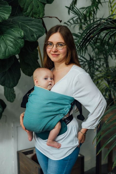 Nosidełko LennyHip (1/2 Nosidełka LennyTwin), splot jodełkowy, 100% bawełna , rozmiar standard - MAŁA JODEŁKA OMBRE ZIELEŃ