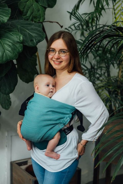 Nosidełko LennyHip (1/2 Nosidełka LennyTwin), splot jodełkowy, 100% bawełna , rozmiar standard - MAŁA JODEŁKA OMBRE ZIELEŃ