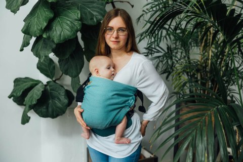 Nosidełko LennyHip (1/2 Nosidełka LennyTwin), splot jodełkowy, 100% bawełna , rozmiar standard - MAŁA JODEŁKA OMBRE ZIELEŃ