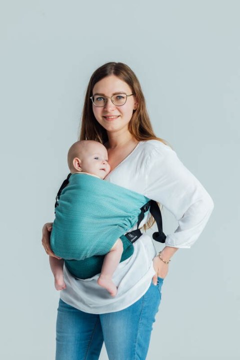 Nosidełko LennyHip (1/2 Nosidełka LennyTwin), splot jodełkowy, 100% bawełna , rozmiar standard - MAŁA JODEŁKA OMBRE ZIELEŃ