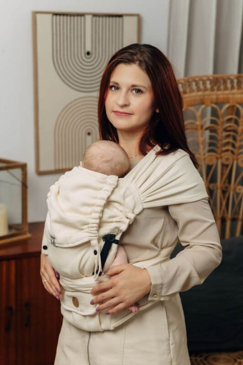 Nosidełko LennyHybrid Half Buckle, splot jodełkowy, 100% bawełna , rozmiar standard - MAŁA JODEŁKA LUCE