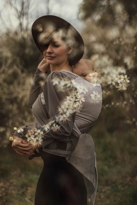 Nosidełko LennyHybrid Half Buckle, splot jodełkowy, 100% bawełna , rozmiar standard - MAŁA JODEŁKA OMBRE RAGTIME