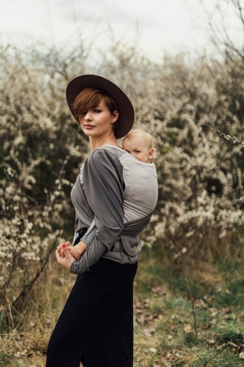 Nosidełko LennyHybrid Half Buckle, splot jodełkowy, 100% bawełna , rozmiar standard - MAŁA JODEŁKA OMBRE RAGTIME