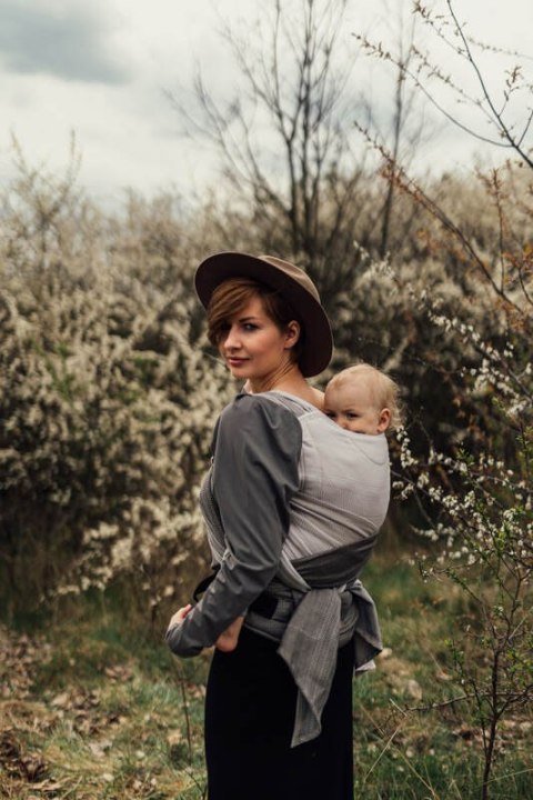 Nosidełko LennyHybrid Half Buckle, splot jodełkowy, 100% bawełna , rozmiar standard - MAŁA JODEŁKA OMBRE RAGTIME