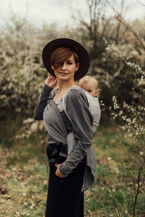 Nosidełko LennyHybrid Half Buckle, splot jodełkowy, 100% bawełna , rozmiar standard - MAŁA JODEŁKA OMBRE RAGTIME