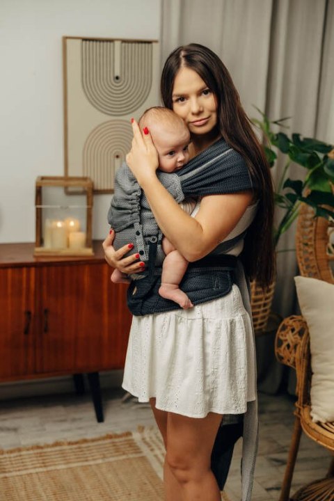 Nosidełko LennyHybrid Half Buckle, splot jodełkowy, 100% bawełna , rozmiar standard - MAŁA JODEŁKA OMBRE SZARY