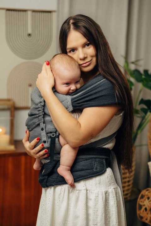 Nosidełko LennyHybrid Half Buckle, splot jodełkowy, 100% bawełna , rozmiar standard - MAŁA JODEŁKA OMBRE SZARY