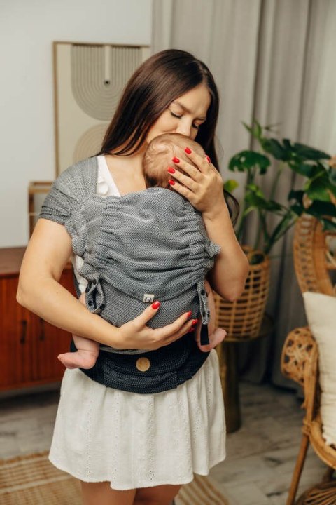 Nosidełko LennyHybrid Half Buckle, splot jodełkowy, 100% bawełna , rozmiar standard - MAŁA JODEŁKA OMBRE SZARY