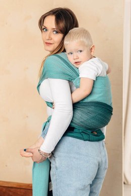 Nosidełko LennyHybrid Half Buckle, splot jodełkowy, 100% bawełna , rozmiar standard - MAŁA JODEŁKA OMBRE ZIELEŃ