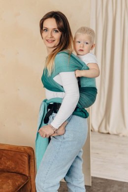 Nosidełko LennyHybrid Half Buckle, splot jodełkowy, 100% bawełna , rozmiar standard - MAŁA JODEŁKA OMBRE ZIELEŃ