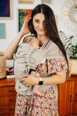 Nosidełko LennyHybrid Half Buckle, splot skośno-krzyżowy, 100% bawełna , rozmiar standard - PEANUT BUTTER