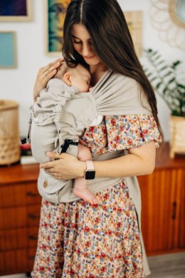 Nosidełko LennyHybrid Half Buckle, splot skośno-krzyżowy, 100% bawełna , rozmiar standard - PEANUT BUTTER