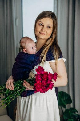 Nosidełko LennyHybrid Half Buckle, splot żakardowy, 100% bawełna , rozmiar standard - DZIKIE WINO - BOUQUET