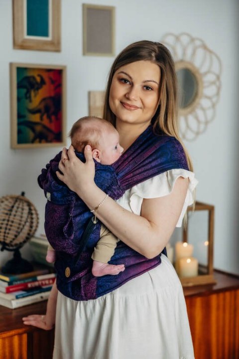 Nosidełko LennyHybrid Half Buckle, splot żakardowy, 100% bawełna , rozmiar standard - DZIKIE WINO - BOUQUET