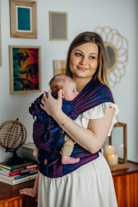 Nosidełko LennyHybrid Half Buckle, splot żakardowy, 100% bawełna , rozmiar standard - DZIKIE WINO - BOUQUET