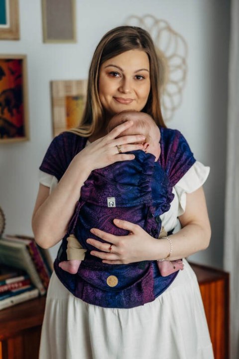 Nosidełko LennyHybrid Half Buckle, splot żakardowy, 100% bawełna , rozmiar standard - DZIKIE WINO - BOUQUET