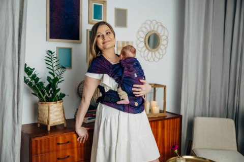 Nosidełko LennyHybrid Half Buckle, splot żakardowy, 100% bawełna , rozmiar standard - DZIKIE WINO - BOUQUET