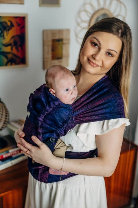 Nosidełko LennyHybrid Half Buckle, splot żakardowy, 100% bawełna , rozmiar standard - DZIKIE WINO - BOUQUET