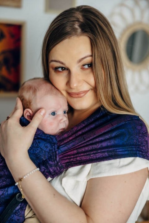 Nosidełko LennyHybrid Half Buckle, splot żakardowy, 100% bawełna , rozmiar standard - DZIKIE WINO - BOUQUET